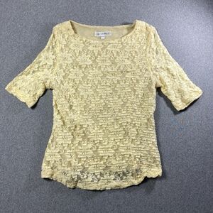 GELAIMEI women Lace Lined Yellow Top Size L